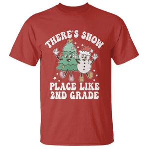 Christmas Teacher T Shirt Theres Snow Place Like 2nd Grade Merry Xmas Retro Groovy TS02 Red Print Your Wear