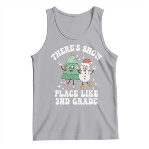 Christmas Teacher Tank Top Theres Snow Place Like 2nd Grade Merry Xmas Retro Groovy TS02 Athletic Heather Print Your Wear