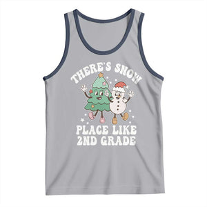 Christmas Teacher Tank Top Theres Snow Place Like 2nd Grade Merry Xmas Retro Groovy TS02 Athletic Heather Navy Print Your Wear