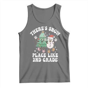 Christmas Teacher Tank Top Theres Snow Place Like 2nd Grade Merry Xmas Retro Groovy TS02 Black Heather Print Your Wear