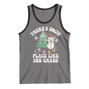 Christmas Teacher Tank Top Theres Snow Place Like 2nd Grade Merry Xmas Retro Groovy TS02 Deep Heather Black Print Your Wear