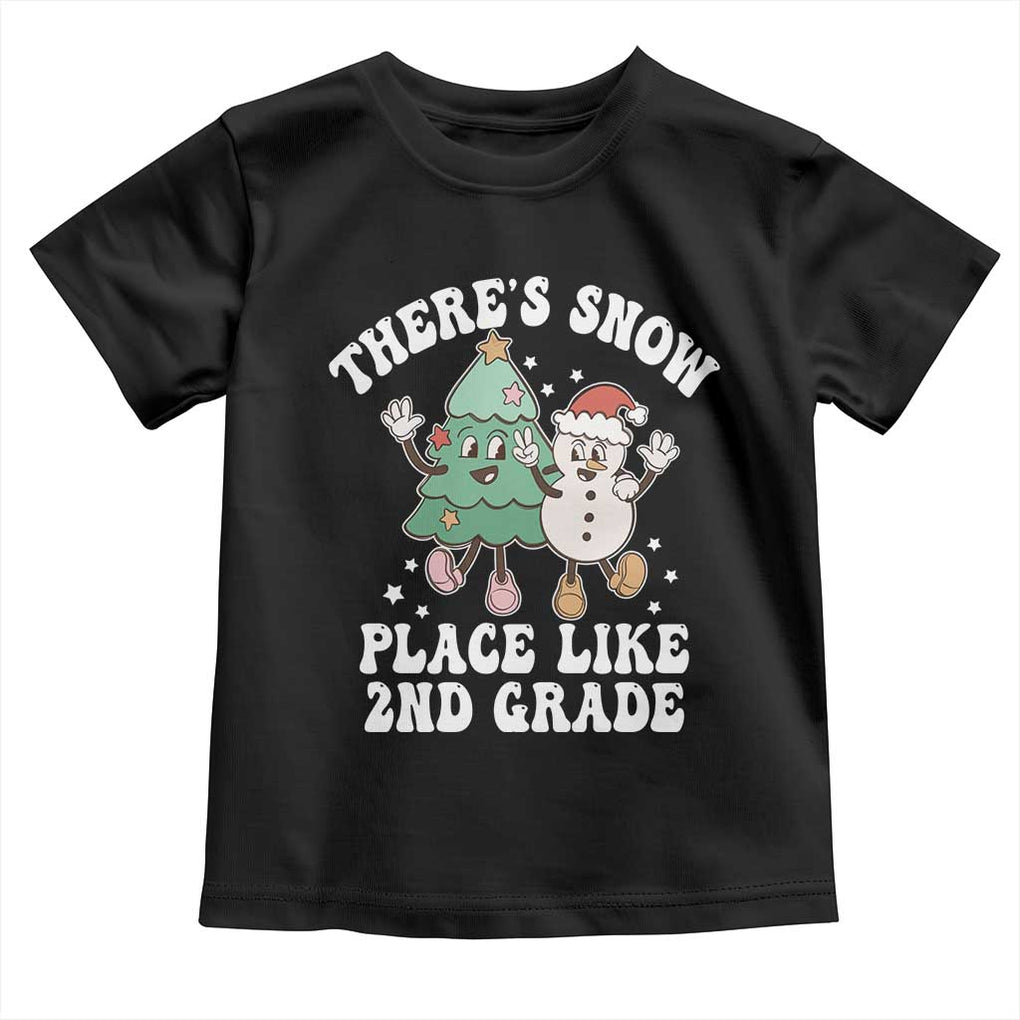 Christmas Teacher Toddler T Shirt Theres Snow Place Like 2nd Grade Merry Xmas Retro Groovy TS02 Black Print Your Wear