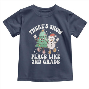 Christmas Teacher Toddler T Shirt Theres Snow Place Like 2nd Grade Merry Xmas Retro Groovy TS02 Navy Print Your Wear