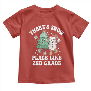 Christmas Teacher Toddler T Shirt Theres Snow Place Like 2nd Grade Merry Xmas Retro Groovy TS02 Red Print Your Wear