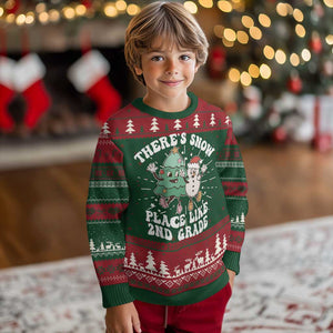 XmasTeacher Ugly Christmas Sweater Theres Snow Place Like 2nd Grade Merry Xmas Retro Groovy TS02 Christmas Print Your Wear