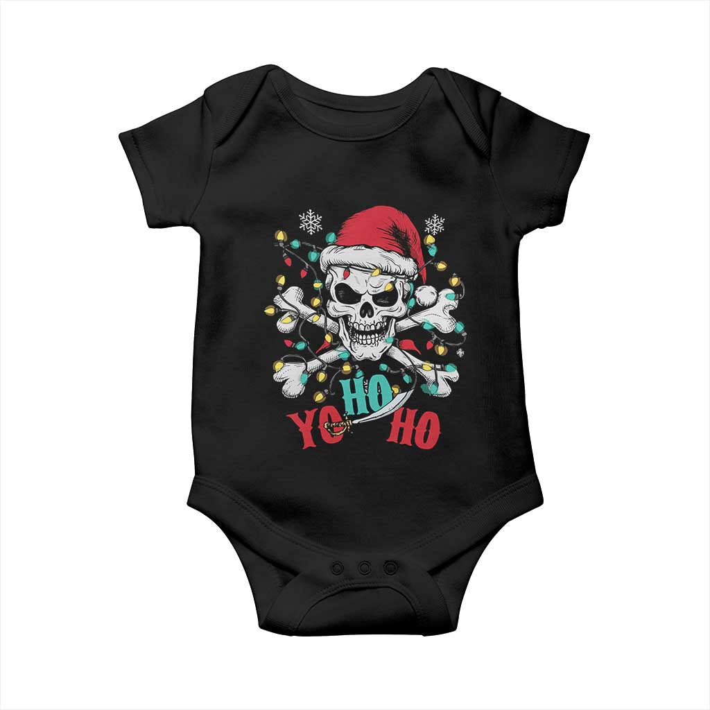 Christmas Pirate Skull Baby Onesie Yo Ho Ho Boat Cruise Xmas Crossbones TS02 Black Print Your Wear