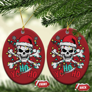 Xmas Pirate Skull Christmas Ornament Yo Ho Ho Boat Cruise Xmas Crossbones TS02 Oval Red Print Your Wear