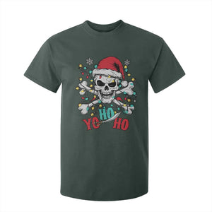 Christmas Pirate Skull T Shirt For Kid Yo Ho Ho Boat Cruise Xmas Crossbones TS02 Dark Forest Green Print Your Wear