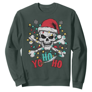 Christmas Pirate Skull Sweatshirt Yo Ho Ho Boat Cruise Xmas Crossbones TS02 Dark Forest Green Print Your Wear