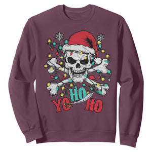 Christmas Pirate Skull Sweatshirt Yo Ho Ho Boat Cruise Xmas Crossbones TS02 Maroon Print Your Wear