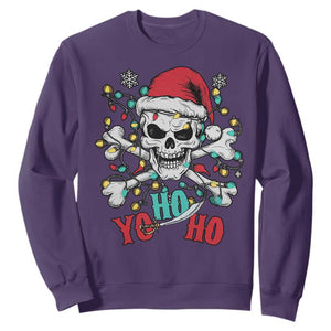 Christmas Pirate Skull Sweatshirt Yo Ho Ho Boat Cruise Xmas Crossbones TS02 Purple Print Your Wear