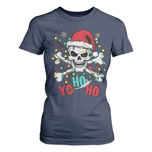 Christmas Pirate Skull T Shirt For Women Yo Ho Ho Boat Cruise Xmas Crossbones TS02 Navy Print Your Wear