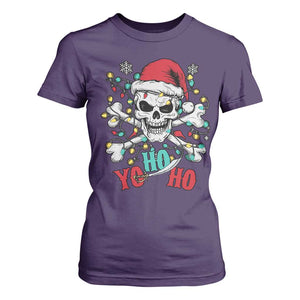 Christmas Pirate Skull T Shirt For Women Yo Ho Ho Boat Cruise Xmas Crossbones TS02 Purple Print Your Wear