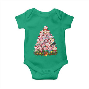 Cute Pink Pigs Christmas Tree Baby Onesie Funny Farmer Xmas Lights Festive Vibe TS02 Irish Green Print Your Wear