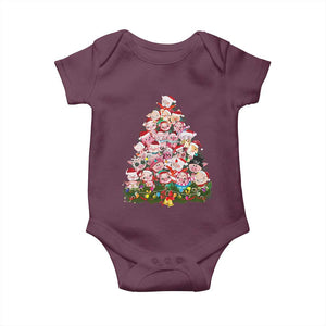 Cute Pink Pigs Christmas Tree Baby Onesie Funny Farmer Xmas Lights Festive Vibe TS02 Maroon Print Your Wear