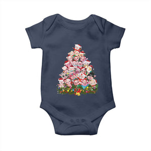 Cute Pink Pigs Christmas Tree Baby Onesie Funny Farmer Xmas Lights Festive Vibe TS02 Navy Print Your Wear