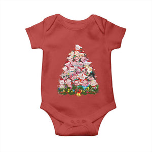 Cute Pink Pigs Christmas Tree Baby Onesie Funny Farmer Xmas Lights Festive Vibe TS02 Red Print Your Wear