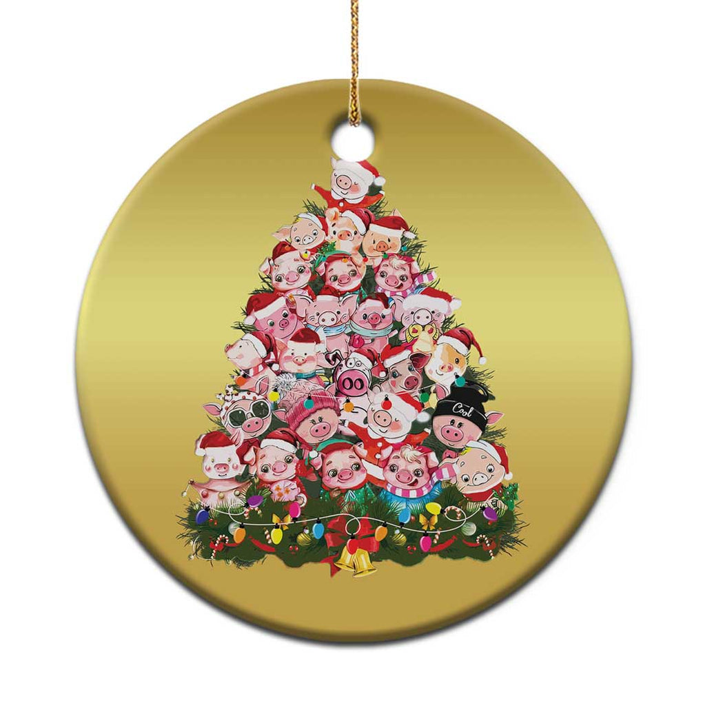 Cute Pink Pigs Xmas Tree Christmas Ornament Funny Farmer Xmas Lights Festive Vibe TS02 Print Your Wear