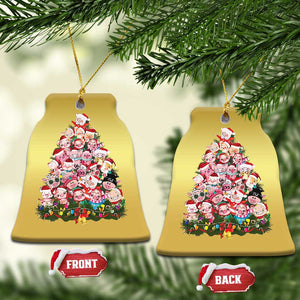 Cute Pink Pigs Xmas Tree Christmas Ornament Funny Farmer Xmas Lights Festive Vibe TS02 Bell Flake Gold Print Your Wear