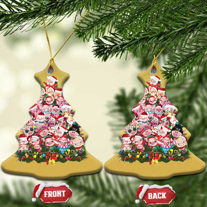 Cute Pink Pigs Xmas Tree Christmas Ornament Funny Farmer Xmas Lights Festive Vibe TS02 Christmas Tree Gold Print Your Wear