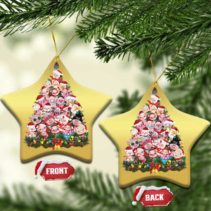 Cute Pink Pigs Xmas Tree Christmas Ornament Funny Farmer Xmas Lights Festive Vibe TS02 Star Gold Print Your Wear