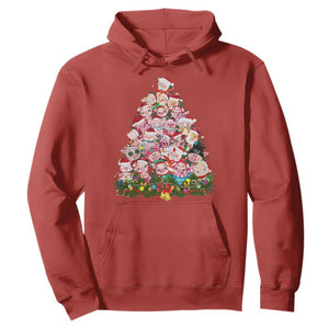 Cute Pink Pigs Christmas Tree Hoodie Funny Farmer Xmas Lights Festive Vibe TS02 Red Print Your Wear