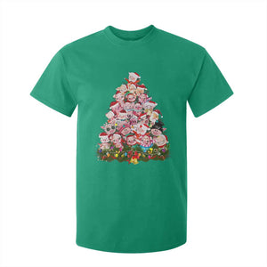 Cute Pink Pigs Christmas Tree T Shirt For Kid Funny Farmer Xmas Lights Festive Vibe TS02 Irish Green Print Your Wear