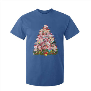 Cute Pink Pigs Christmas Tree T Shirt For Kid Funny Farmer Xmas Lights Festive Vibe TS02 Royal Blue Print Your Wear