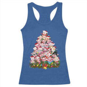 Cute Pink Pigs Christmas Tree Racerback Tank Top Funny Farmer Xmas Lights Festive Vibe TS02 Royal Blue Print Your Wear