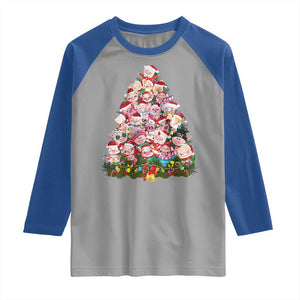 Cute Pink Pigs Christmas Tree Raglan Shirt Funny Farmer Xmas Lights Festive Vibe TS02 Sport Gray Royal Print Your Wear