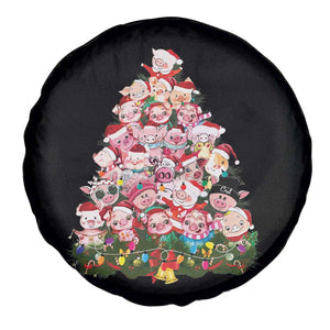 Cute Pink Pigs Christmas Tree Spare Tire Cover Funny Farmer Xmas Lights Festive Vibe TS02 Print Your Wear