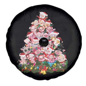 Cute Pink Pigs Christmas Tree Spare Tire Cover Funny Farmer Xmas Lights Festive Vibe TS02 Print Your Wear