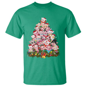 Cute Pink Pigs Christmas Tree T Shirt Funny Farmer Xmas Lights Festive Vibe TS02 Irish Green Print Your Wear