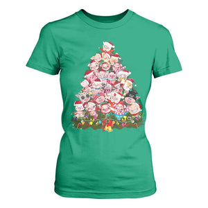 Cute Pink Pigs Christmas Tree T Shirt For Women Funny Farmer Xmas Lights Festive Vibe TS02 Irish Green Print Your Wear