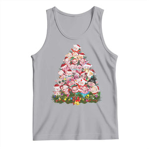 Cute Pink Pigs Christmas Tree Tank Top Funny Farmer Xmas Lights Festive Vibe TS02 Athletic Heather Print Your Wear