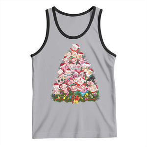 Cute Pink Pigs Christmas Tree Tank Top Funny Farmer Xmas Lights Festive Vibe TS02 Athletic Heather Black Print Your Wear