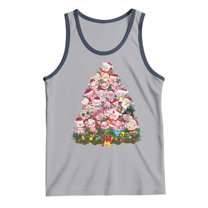 Cute Pink Pigs Christmas Tree Tank Top Funny Farmer Xmas Lights Festive Vibe TS02 Athletic Heather Navy Print Your Wear