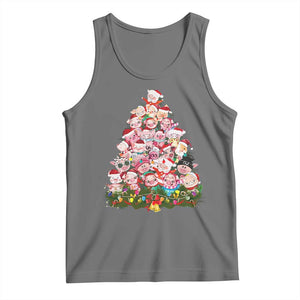 Cute Pink Pigs Christmas Tree Tank Top Funny Farmer Xmas Lights Festive Vibe TS02 Black Heather Print Your Wear