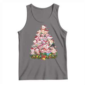 Cute Pink Pigs Christmas Tree Tank Top Funny Farmer Xmas Lights Festive Vibe TS02 Deep Heather Print Your Wear