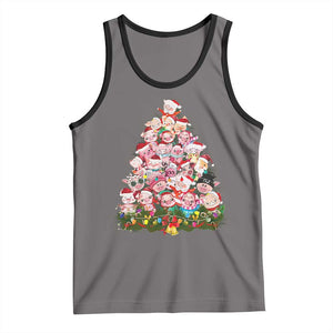 Cute Pink Pigs Christmas Tree Tank Top Funny Farmer Xmas Lights Festive Vibe TS02 Deep Heather Black Print Your Wear