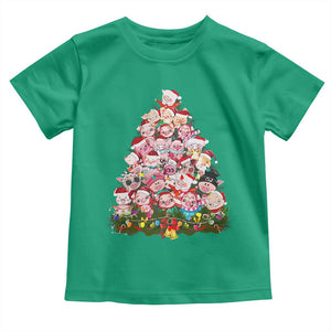 Cute Pink Pigs Christmas Tree Toddler T Shirt Funny Farmer Xmas Lights Festive Vibe TS02 Irish Green Print Your Wear