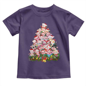 Cute Pink Pigs Christmas Tree Toddler T Shirt Funny Farmer Xmas Lights Festive Vibe TS02 Purple Print Your Wear