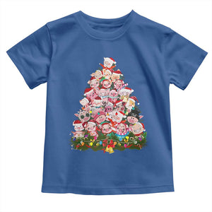 Cute Pink Pigs Christmas Tree Toddler T Shirt Funny Farmer Xmas Lights Festive Vibe TS02 Royal Blue Print Your Wear