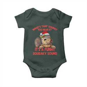 Christmas Squirrel Baby Onesie It's A Funny Squeaky Sound Xmas Things TS02 Dark Forest Green Print Your Wear