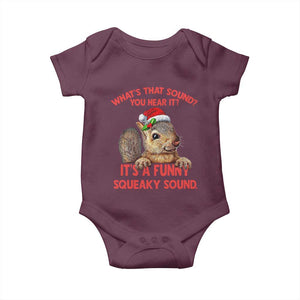 Christmas Squirrel Baby Onesie It's A Funny Squeaky Sound Xmas Things TS02 Maroon Print Your Wear