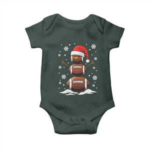 Christmas Football Baby Onesie Rugby Snowman Xmas Festive Holiday Sports TS02 Dark Forest Green Print Your Wear