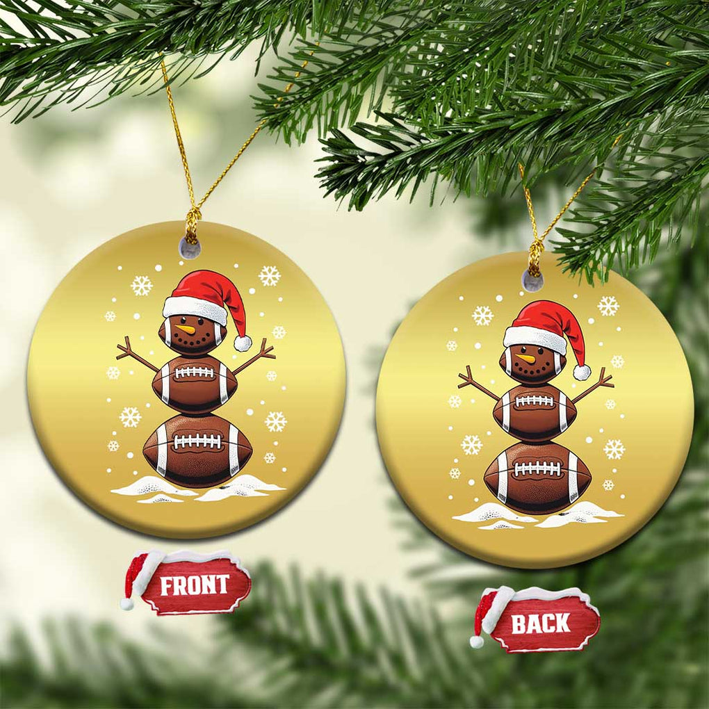 Xmas Football Christmas Ornament Rugby Snowman Xmas Festive Holiday Sports TS02 Circle Gold Print Your Wear