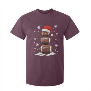 Christmas Football T Shirt For Kid Rugby Snowman Xmas Festive Holiday Sports TS02 Maroon Print Your Wear