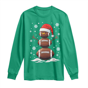 Christmas Football Long Sleeve Shirt Rugby Snowman Xmas Festive Holiday Sports TS02 Irish Green Print Your Wear