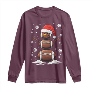 Christmas Football Long Sleeve Shirt Rugby Snowman Xmas Festive Holiday Sports TS02 Maroon Print Your Wear